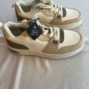 Call It Spring Cream and Tan Vegan Sneakers